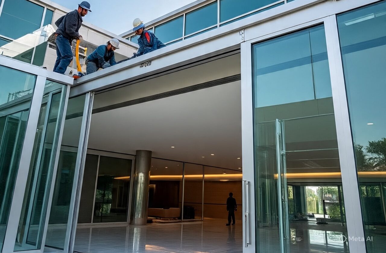 allumunuim_automatic_doors_of_building.